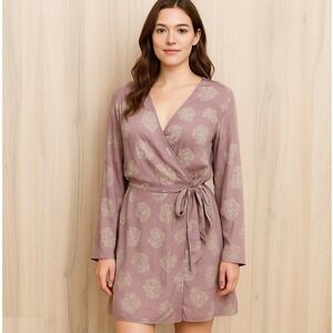 J Jill Womens Wrap Dress Size XL Pink Floral Boho Romantic Soft Girl Cottage